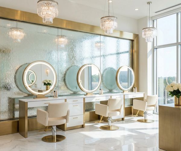 #048 Luxury Salon – Liquid Wall with Gold Frame