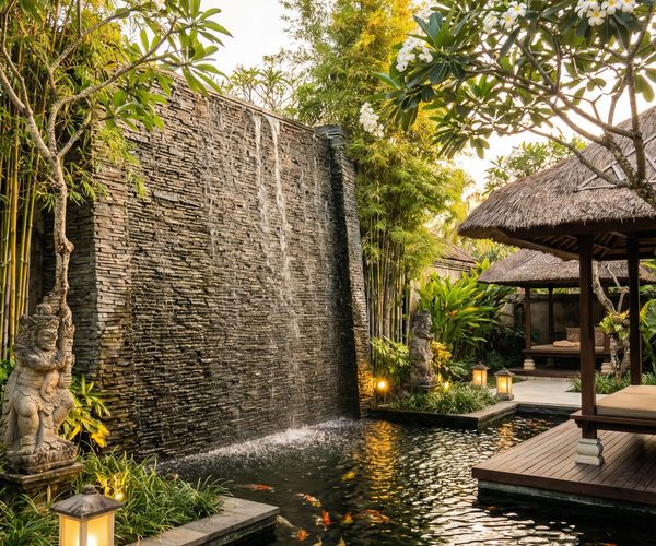 #046 Garden Sanctuary – Stone Liquid Wall & Koi Pond