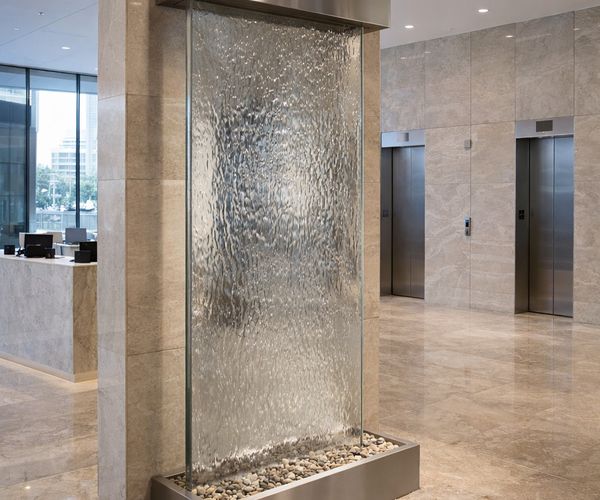 #059 Corporate Lobby – Stainless Liquid Wall