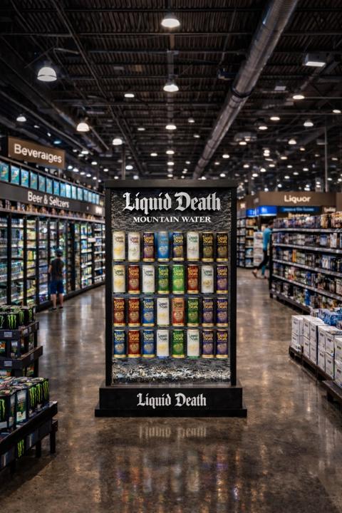#079 Liquid Death – Retail Liquid Wall Display